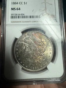 Tóner tonificado 1884-CC $1 dólar de plata Morgan Carson City como nuevo NGC MS64 - Imagen 1 de 15