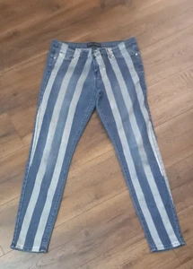 Womans Silver Crush Jeans blue denim Size 9  stripe silver 29 length - Picture 1 of 6
