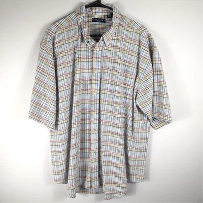 Ivy Crew XXL Shirt Men Short Sleeve Check Plaid Cotton Button Front Classic - Image 1 of 4