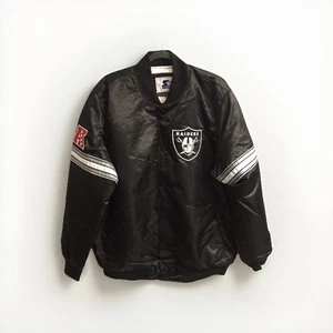 Hombres Talla XL - Starter NFL Las Vegas Raiders Chaqueta de Bombardero Negra Plateada LS200167 - Imagen 1 de 11