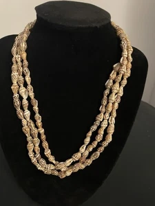 "Collar vintage concha de crema oscura playa verano surfista 56""" - Imagen 1 de 4
