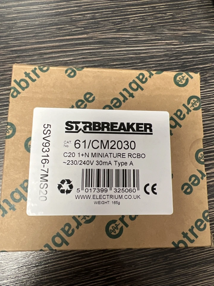 Crabtree Starbreaker RCBO 20 Amp 30mA C20 Type C 10A 61/CM2030 - Image 1 of 1