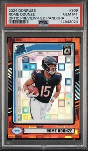 2024 Rome Odunze Donruss -Optic Preview Red Pandora 309 PSA Graded 10 🏈🐻 - Picture 1 of 2