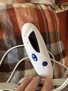 Biddeford Comfort Knit Fleece Electric Heated  Throw Blanket Fall Colors Plaid - Picture 1 of 6