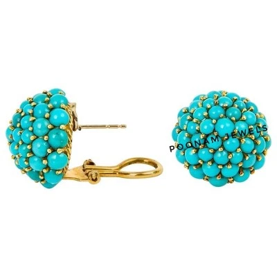 Natural Turquoise Earrings Jewelry 925 Sterling Silver Stud Earrings Jewelry  - Image 1 of 2