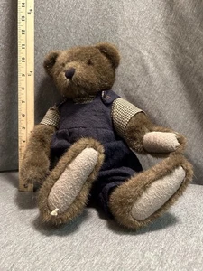 Boyds Bears Bearwear Plüsch Teddy in Marine Overall & Gingham Shirt Sammlerstück - Bild 1 von 7