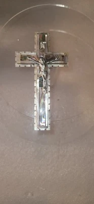 Cruz de Pared Crucifijo Tierra Santa de Madera Hecha a Mano Madreperla Antigua de 5" Foto 1 de 4