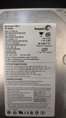 Seagate 3.5″ HDD 80GB 7200RPM Ultra ATA Model ST380013A (NOT SATA interface) - Image 1 of 3