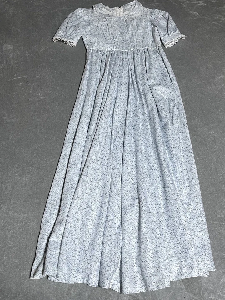 Vintage Handmade Maxi Dress Girls 10 Ditsy Floral 70s Cottagecore Prairie - Image 1 of 4