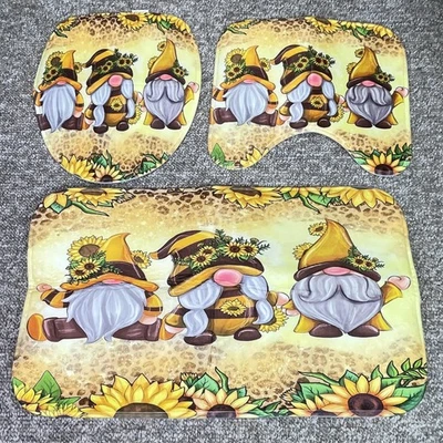 Комплект из 3 ковриков для ванной коврик контур крышка унитаза гномы подсолнечник - Изображение 1 из 4