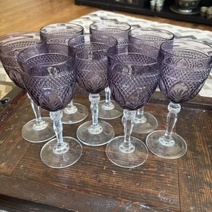 Cris D'Arques/Durand ANTIK - AMETHYST Glas Wasserkelche 8 Stück - Bild 1 von 3