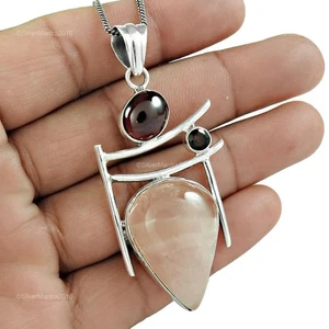 Smoky Quartz 925 Silver Heart Chakra Bezel Sisters Day Birthday Pendant Jewelry - Picture 1 of 5