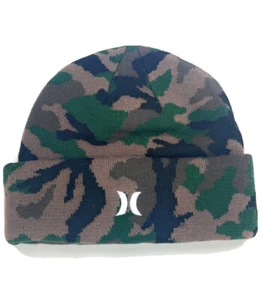 HURLEY Icon Camouflage Cuffed Beanie Winter Hat Army Camo Green Men's One Size - Picture 1 of 3