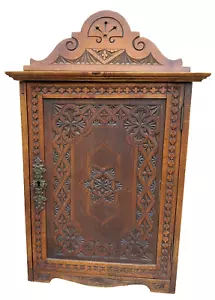 Antique Chip Carved Wall Hanging or Tabletop Cabinet - 17" x 13-3/4" x 8-1/2" - Picture 1 of 23