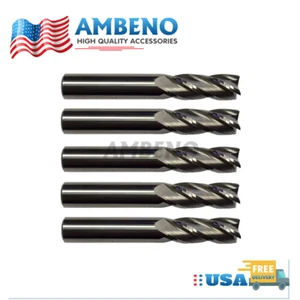 1/4" 5 Pcs 4 FLUTE Solid Carbide End Mill - Picture 1 of 2