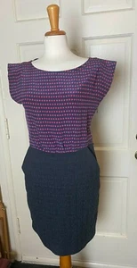 MARC by Marc Jacobs Red/Navy red spotted Silk and normandy blue brocade Dress 6 - Picture 1 of 8