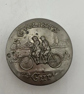 Antique Vtg Cyclists Collapsing Cup w/ Embossed Tandem Graphics c1897 - Picture 1 of 8