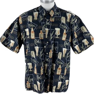 BATIK BAY Men's Sz XL Black Beer Pattern Button Down Short Sleeve Hawaiian Shirt - Picture 1 of 8