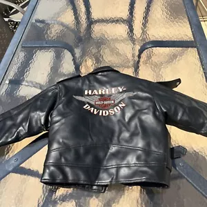 COOL Born To Ride HARLEY DAVIDSON Black Faux Leather Biker Jacket ~ Youth 8/10 - Picture 1 of 23