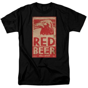 Archer Red Beer Label T Shirt Mens Licensed Cartoon Merchandise Black - Picture 1 of 2
