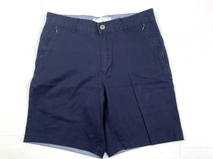 FIVE FOUR Men’s 29 Navy Blue Modern Fit Cotton Stretch Chino Shorts Flat Front - Picture 1 of 11