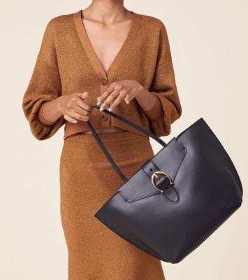 $298 BOLSO DE HOMBRO DE CUERO CON HEBILLA ETIENNE AIGNER MIA NEGRO NUEVO CON ETIQUETAS Foto 1 de 4