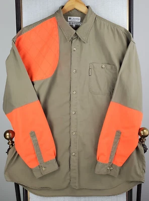 VTG COLUMBIA Size 2XL Mens Shooting Sport Shirt Khaki Blaze Orange Hunting XXL - Image 1 of 4