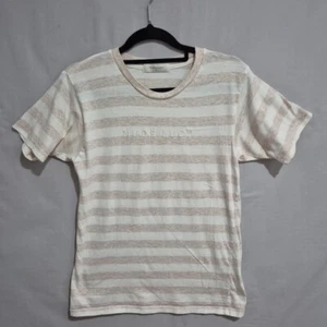 Nude Lucy Beige Striped Short Sleeve T-Shirt 100% Cotton Top Size XS Casual Styl - Picture 1 of 6