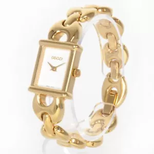 Gucci 1800L Women’s Quartz Watch 16mm White Dial Gold Used JP - Picture 1 of 3