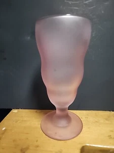Libbey Soft Pink Frosted, Tulip Goblet Malt Glass Z Stem Vintage - Bild 1 von 6