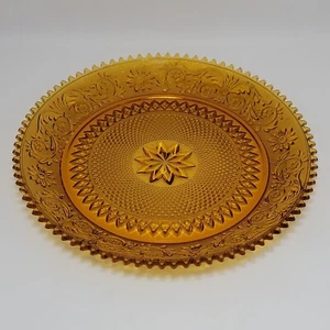 Braunglas Servierplatte Tablett rund 12" mit dickem Glas orange Serviergeschirr Vintage - Bild 1 von 14