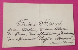 FRÉDÉRIC MISTRAL. CARTE AUTOGRAPHE DE SA FEMME de JANVIER 1895. - Picture 1 of 5