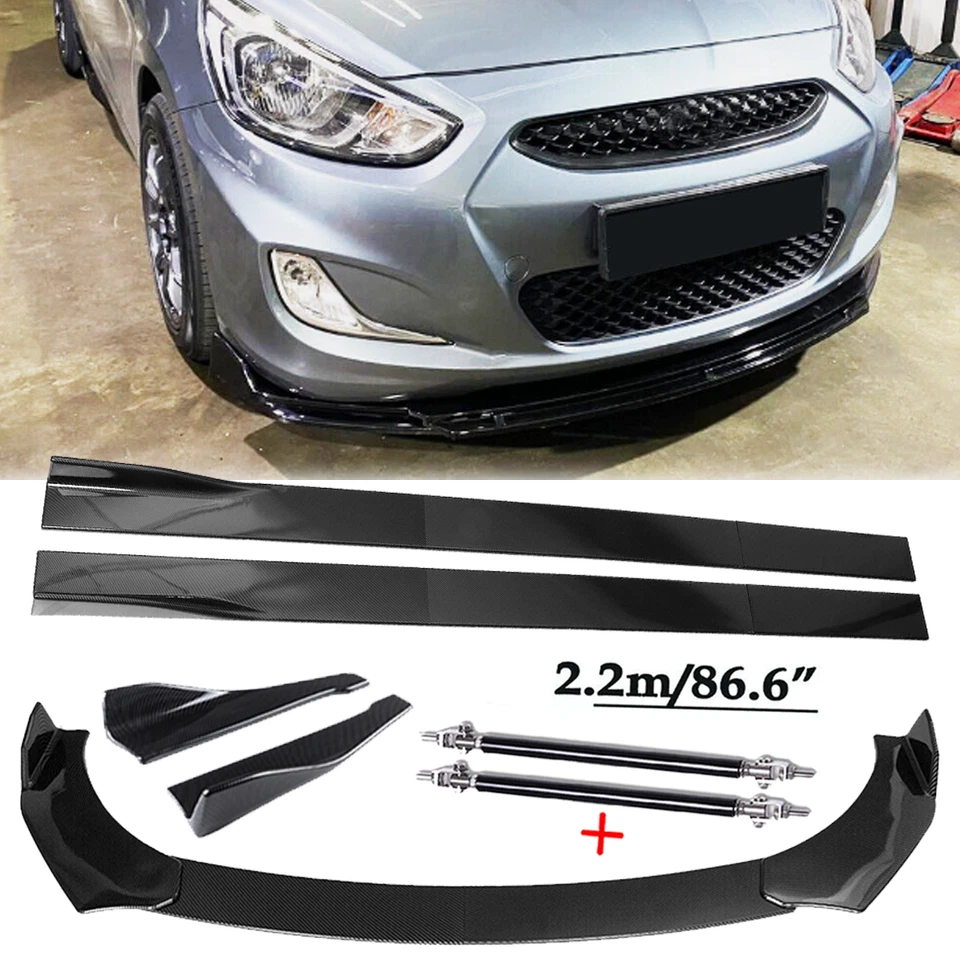 Front Lip Chin Bumper Body Kits 86.6" Side Skirt For Hyundai Accent Sedan Carbon Foto 1 de 4