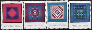 US Scott 3524-27, 2001, Amish Quilts, Set of 4 Strip or Singles, MNH, F/VF - Picture 1 of 2