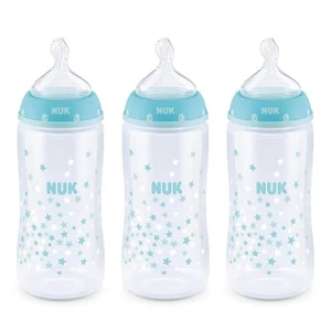 NUK Smooth Flow Anti-Colic Bottle 10oz Breast Milk Feeding Baby Green Stars - Picture 1 of 10