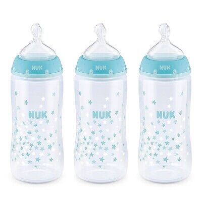 NUK Smooth Flow Anti-Colic Bottle 10oz Breast Milk Feeding Baby Green Stars • 16.11$