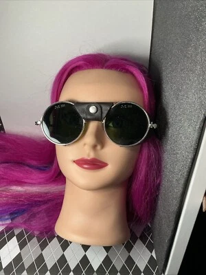 VTG WW2 STEAMPUNK SUNGLASSES WILLSON MATSUDA  GREEN LENSES & SIDE SHIELDS - Image 1 of 4