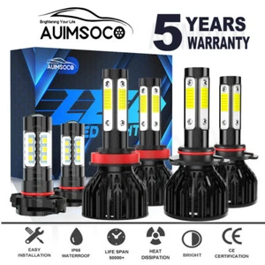 For Chevy Silverado 1500 2500 HD LT WT 2007-2015 8000K LED Headlight + Fog Bulbs - Picture 1 of 17
