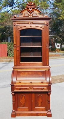 Secretario victoriano de nogal de una puerta raro Foto 1 de 4