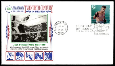 1998 Jack Dempsey Wins Title FDC Celebrate the 20th Century Panda/LRC Cachet - Image 1 of 2