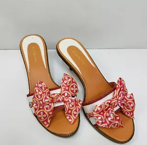 LIZ CLAIBORNE Leather Slide Sandal Bow Accent Size: 9M NEW - No Box - Picture 1 of 5