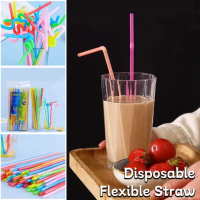 一次性吸管鸡尾酒饮料吸管用于派对厨房100/500件 — 第 1/4 张图片