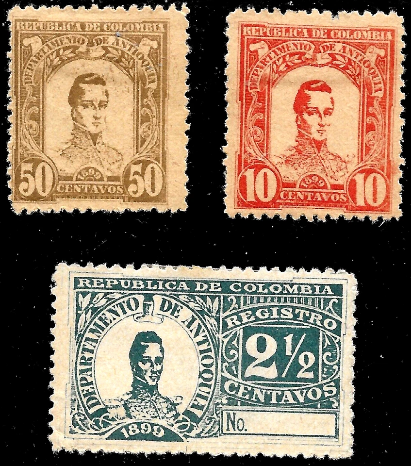 1899 COLOMBIA Local ANTIOQUIA 1899  3 STAMPS🔥🔥 MH OG - Image 1 of 1