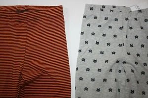 New Carter's 6 year Girls 2 Pack Pairs Leggings Black Kitty Cat Faces & Stripes - Picture 1 of 2