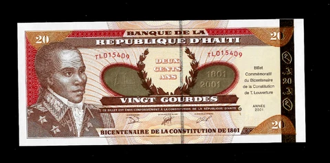 HAITI ( 1 ) BANK NOTE 20 GOURDES  2001  P  271 A CRISP UNCIRCULATED Cover
