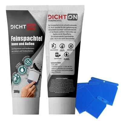DICHTON Feinspachtel Spachtelset innen & aussen; Wand & Decke Fertigspachtel Tube D.60W