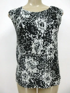 GEORGE BLACK & WHITE CRINKLE STRETCHY SLEEVELESS TOP SIZE M-8/10 - NEW - Picture 1 of 4