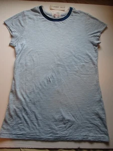 NEU GOLDIE LEWINTER PIMA BAUMWOLLE BLAU METALLIC RINGER T-SHIRT GRÖSSE XS - Bild 1 von 4