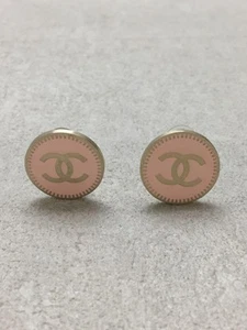 CHANEL Round Coco Mark Pink Earrings 2.1cm Post Stud Women #EF ABA - Picture 1 of 5