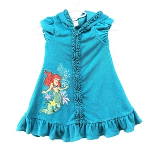 Disney Girls Size 4T Swim Towel Dress Little Mermaid Zip Jacket Hooded Terry - Picture 1 of 6